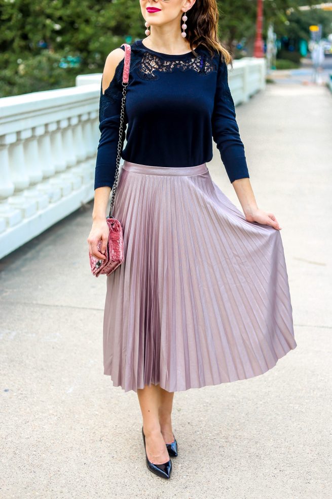 Blush Pleated Midi Skirt