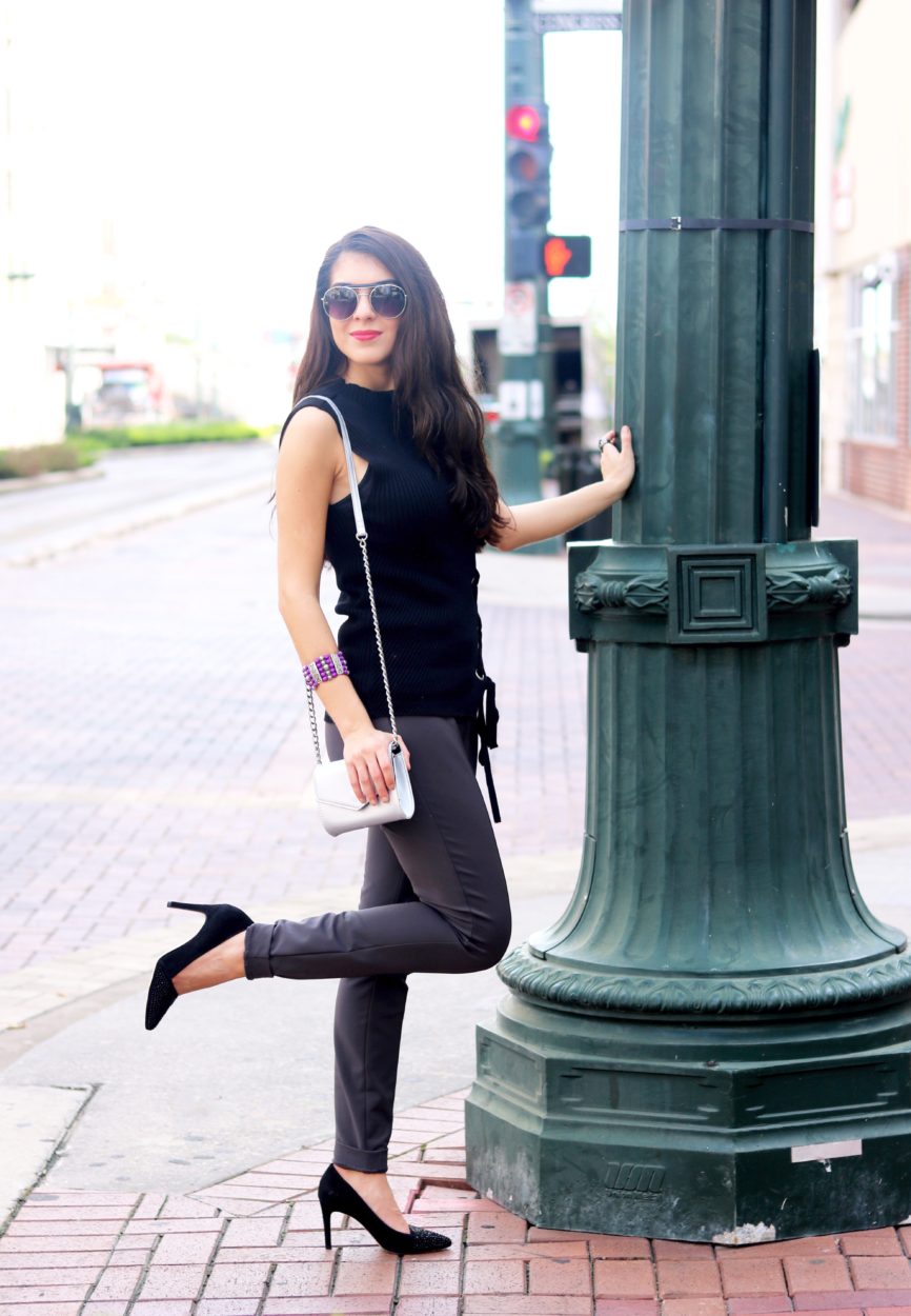 grey black outfit