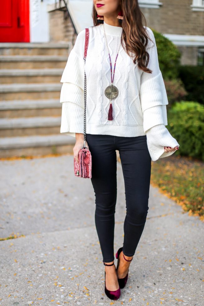 Cable Knit Tiered Sweater for Fall