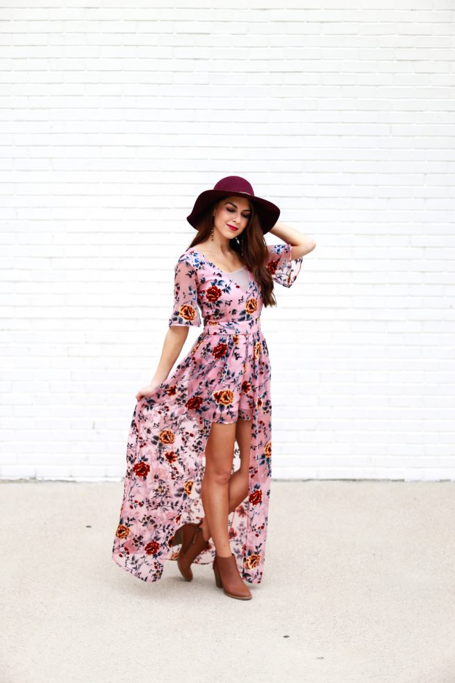 Floral Maxi Romper for Fall