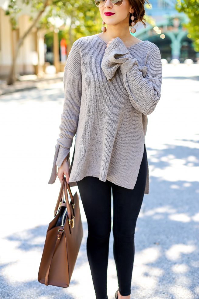 Gorgeous Tunic Sweater with Tie Sleeves