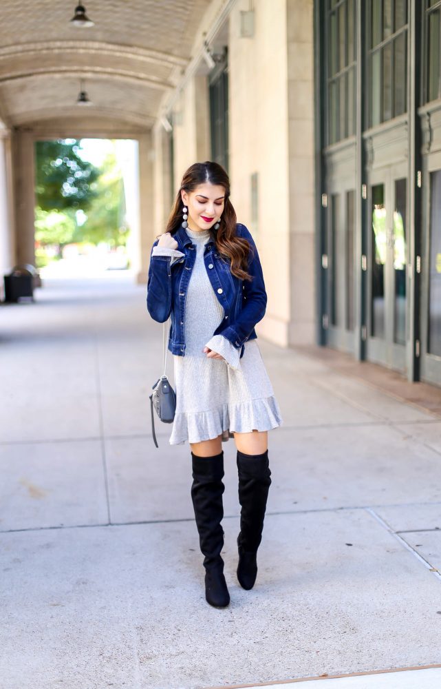 How to Style a Denim Jacket with a Dress for Fall