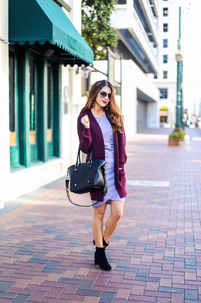 Cardigan and Body Con Dress for Fall 