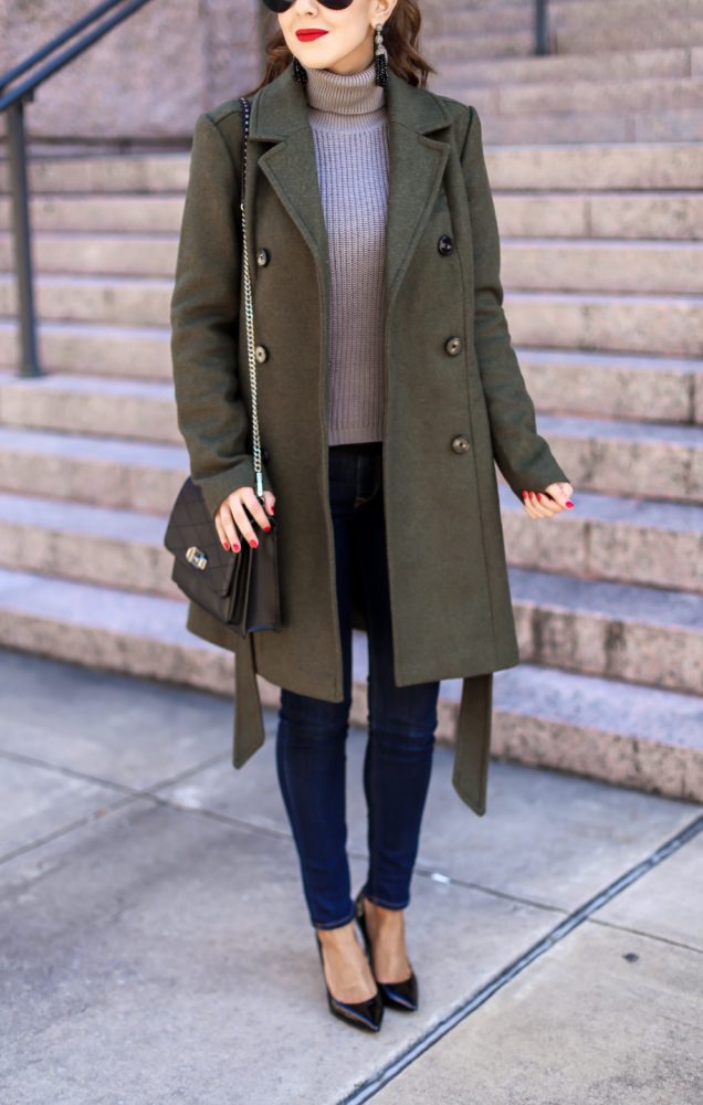 Beautiful Olive Belted Treanch Coat