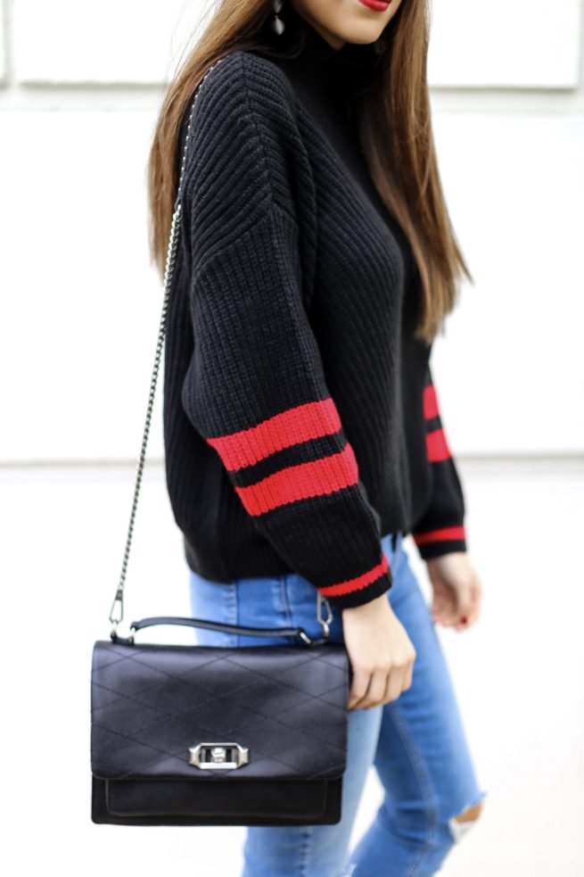 Black Stripe Sweater for Winter