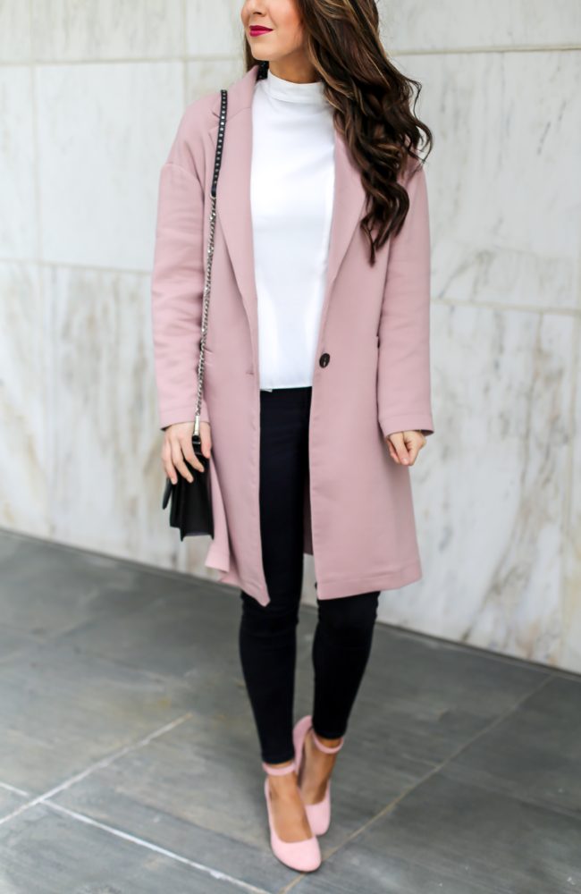 Classic Pink Coat Styled for Work