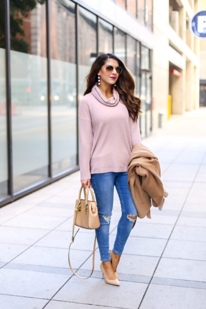 Pink and Camel Denim Style Outfit