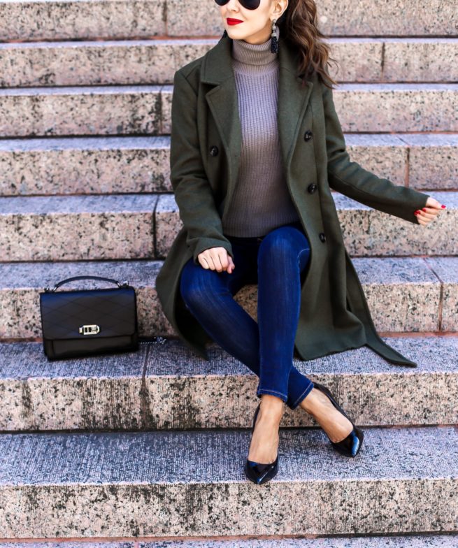 Winter Olive Belted Trench Coat