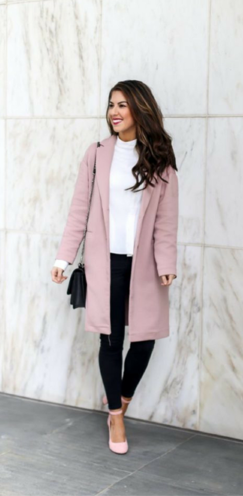 Classic Pink Trench Coat Styled for Winter