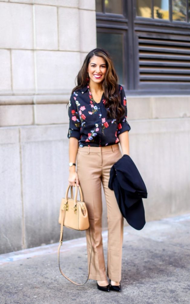 Floral Blouse for Work and Work Wear Outfit