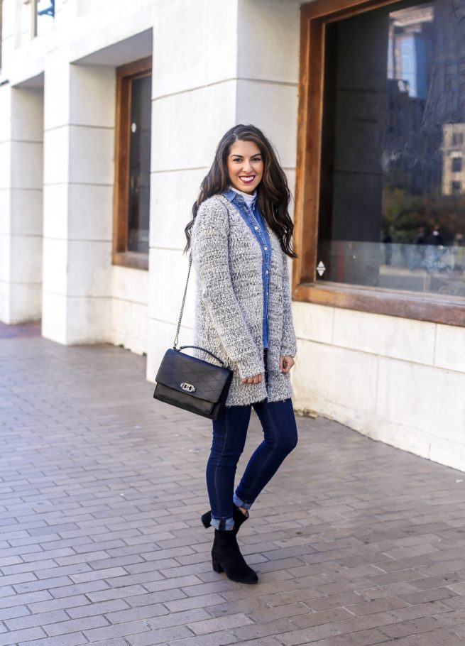Warm Cardigan for Winter and Denim Style