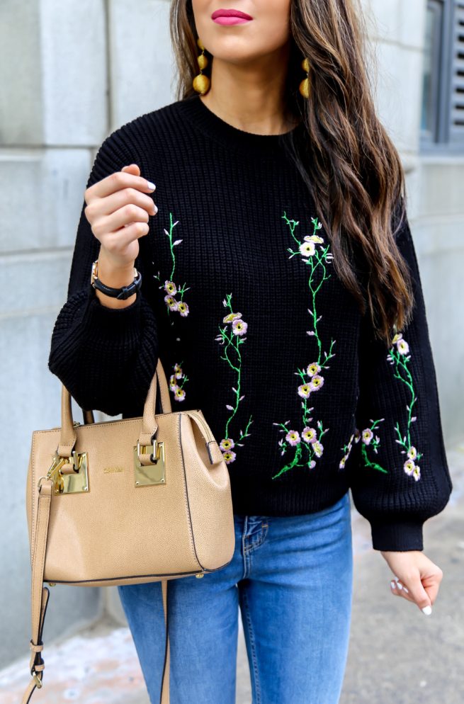 Beautiful Floral Embroidered Spring Sweater
