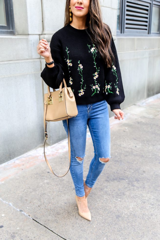 Floral Embroidered Sweater for Spring