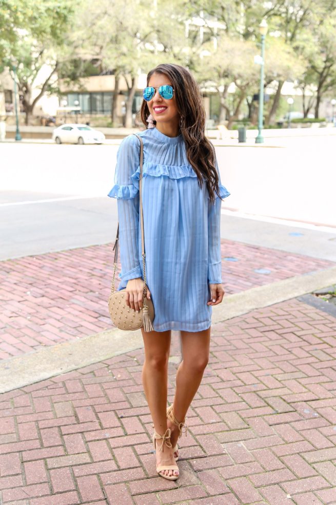 sky blue shift dress