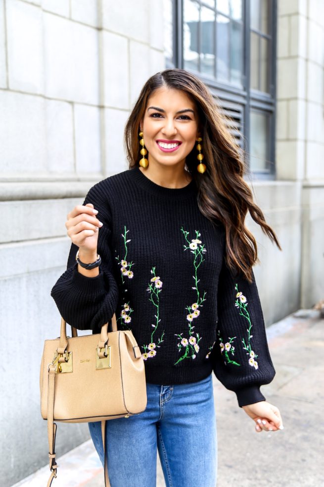 Spring Embroidered Floral Sweater