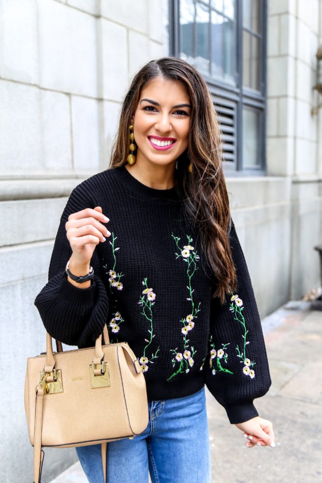 Spring Floral Embroidered Sweater