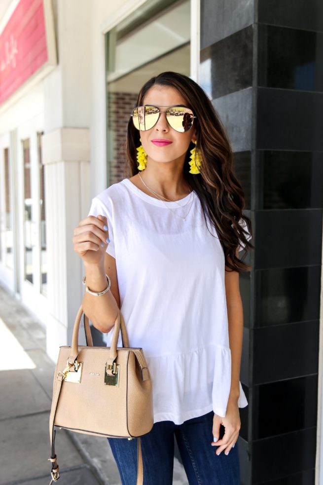 White Peplum Tee and Denim Style for Spring