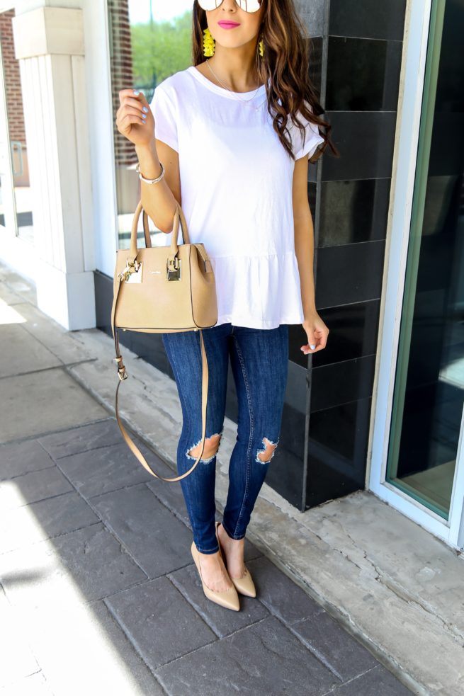 White Peplum Tee for Spring and Summer.