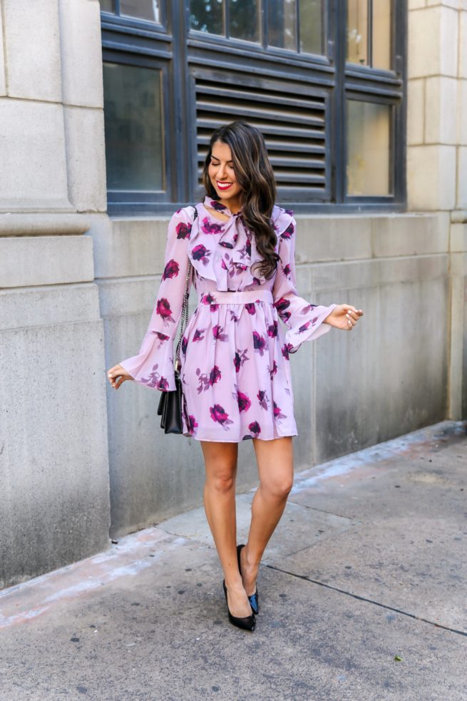 Beautiful Rose Chiffon Ruffle Dress