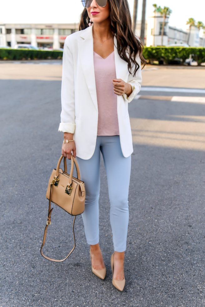 Classic Blazer and Light Blue Dress Pants 