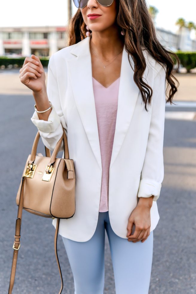 Cream Blazer with Cami and Dress Pants for Work