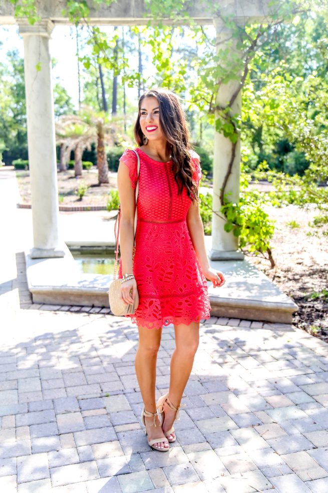 Red lace dress wedding guest shop