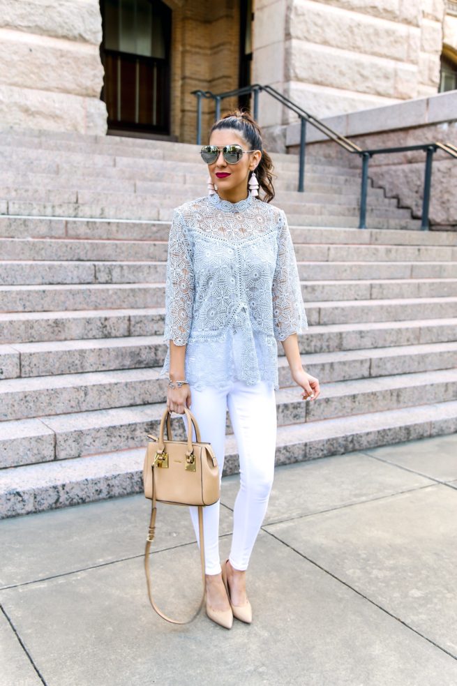 Grey Lace Crochet Top for Spring Season