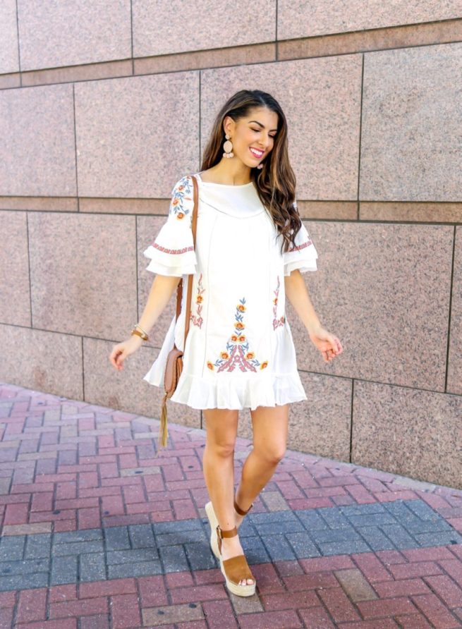 Floral Boho Embroidered Dress for Spring and Summer