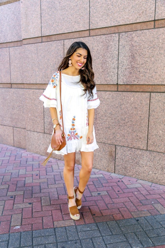 Floral Ruffle Boho Embroidered Dress