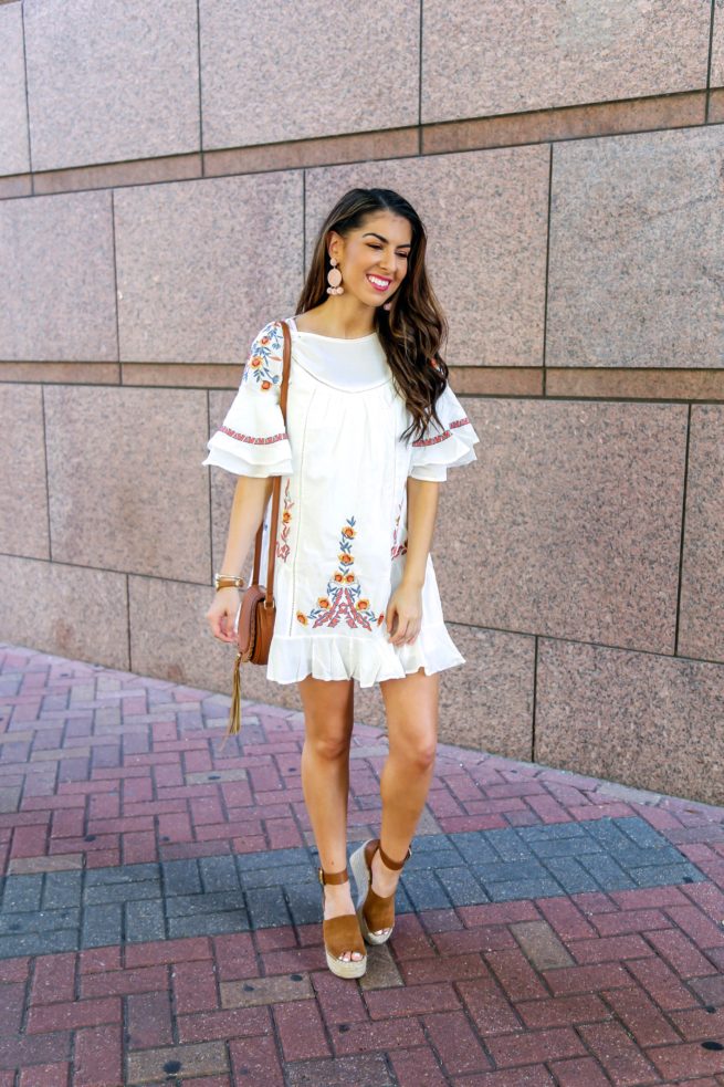 Ruffle Floral Embroidered Dress