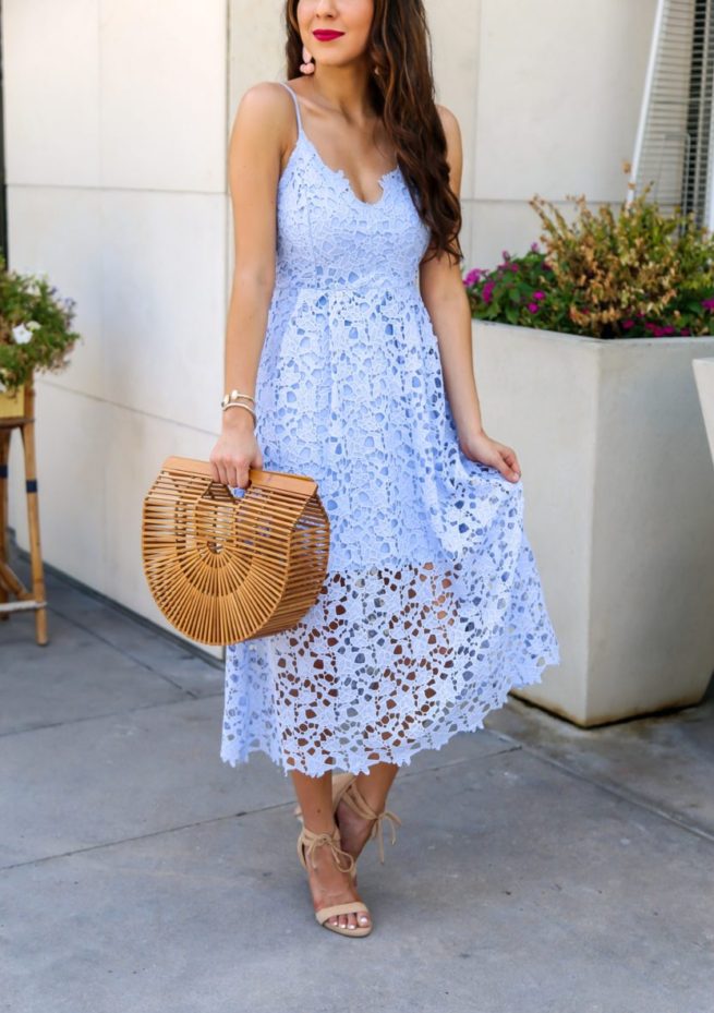 Blue Lace Midi Dress for Summer