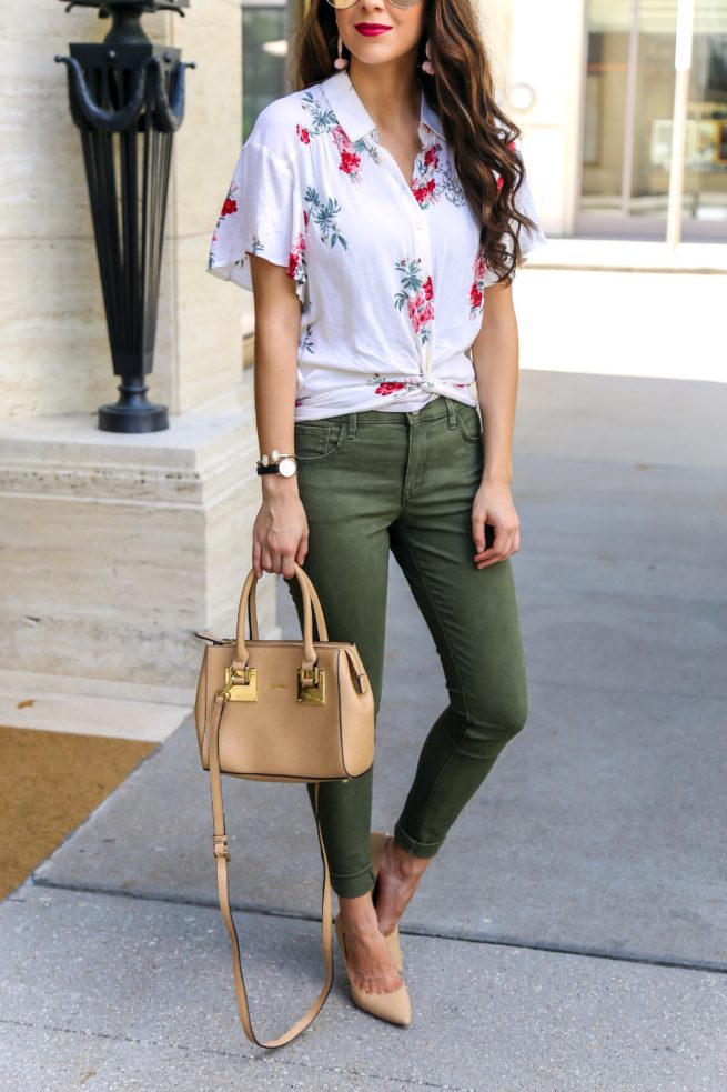 Floral Top and Olive Pants