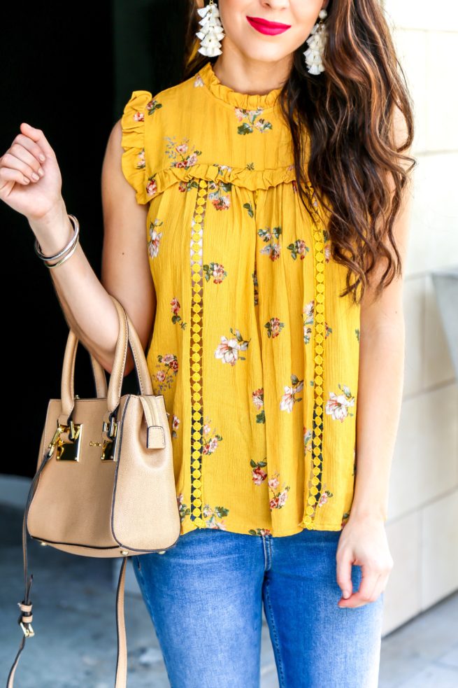 Yellow Ruffle Floral Top for Summer