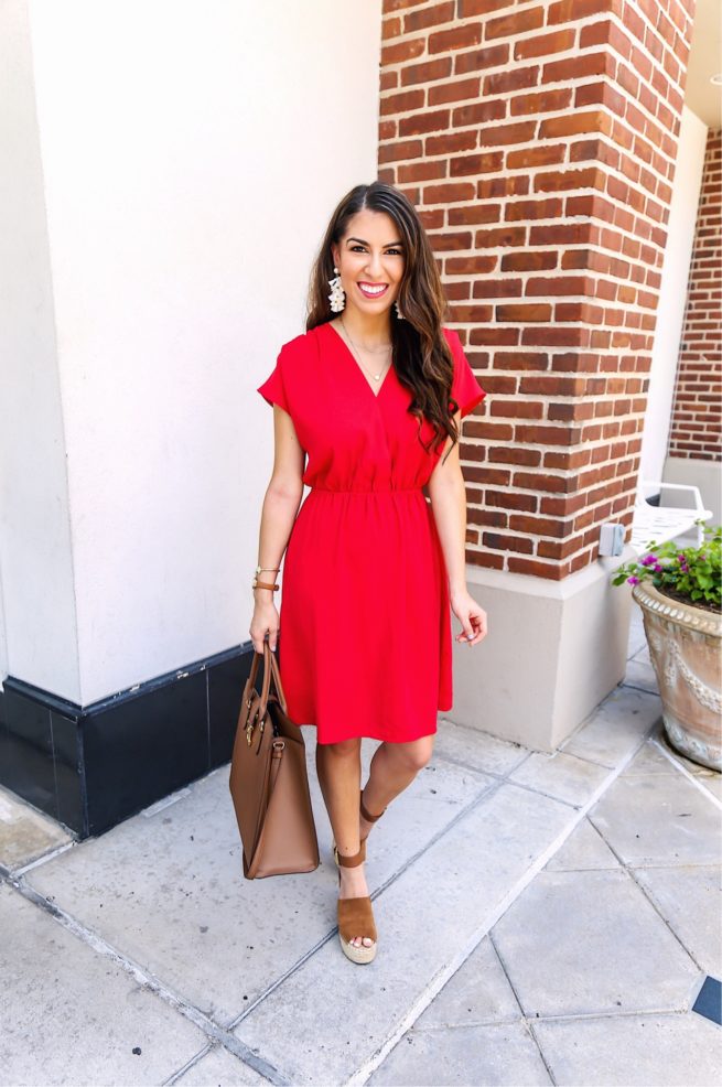 Red Faux Wrap Dress for Summer