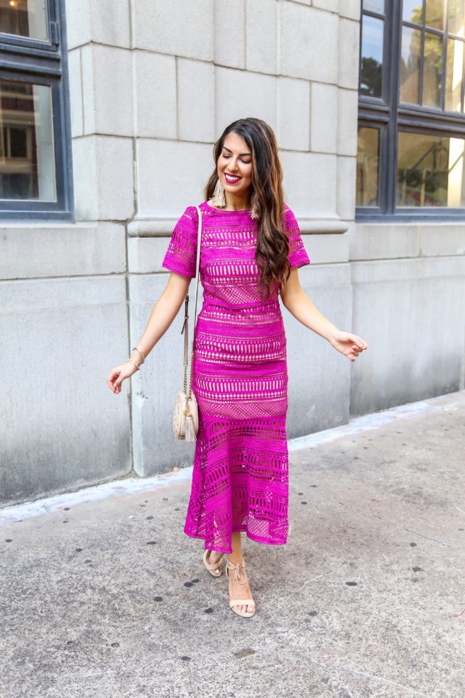 Beautiful Pink Lace Trumpet Dress