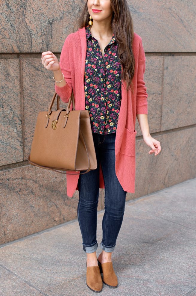 Floral Ruffle Top and Cardigan