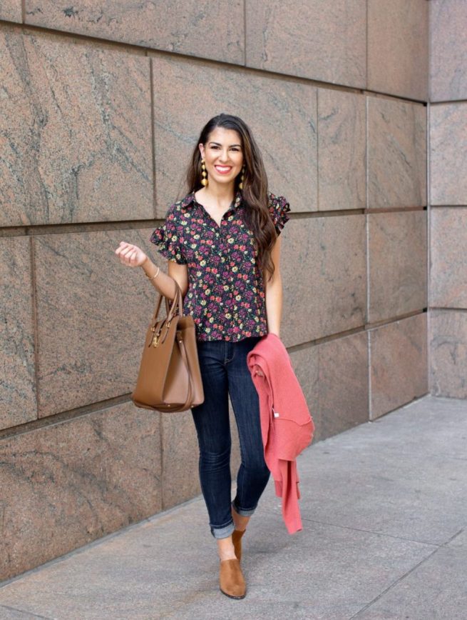 Floral Ruffle Top for Summer and Fall