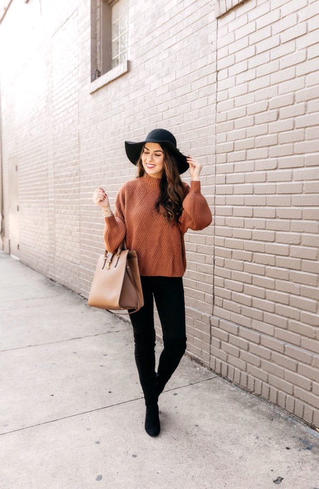 Cozy Caramel Knit Sweater and Skinny Pants