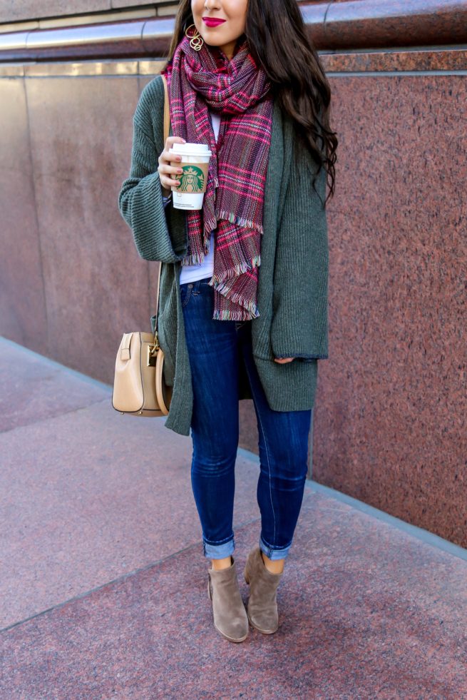 Cardigan and Scarf Styled for Fall