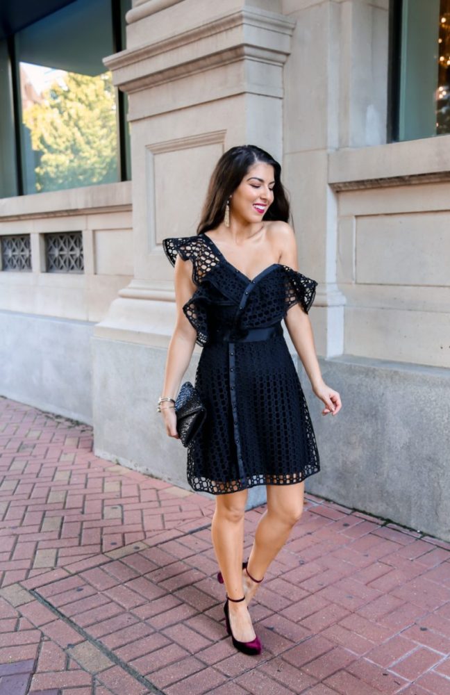 Black Asymmetrical Crochet Dress