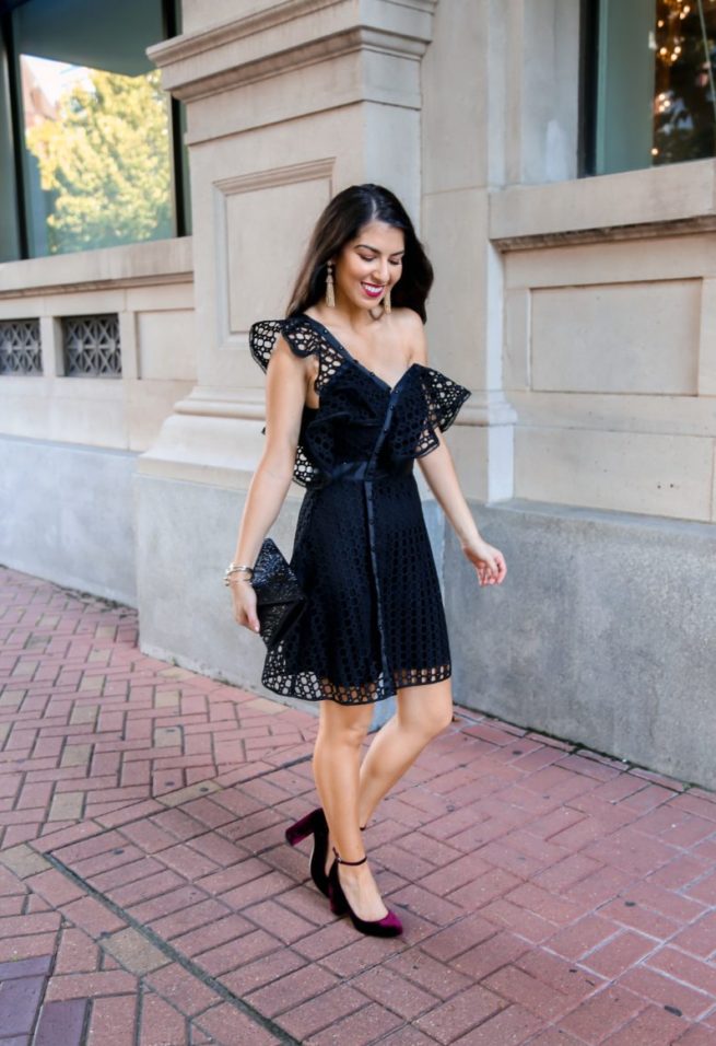 Black Asymmetrical Crochet Dress for Special Occasions