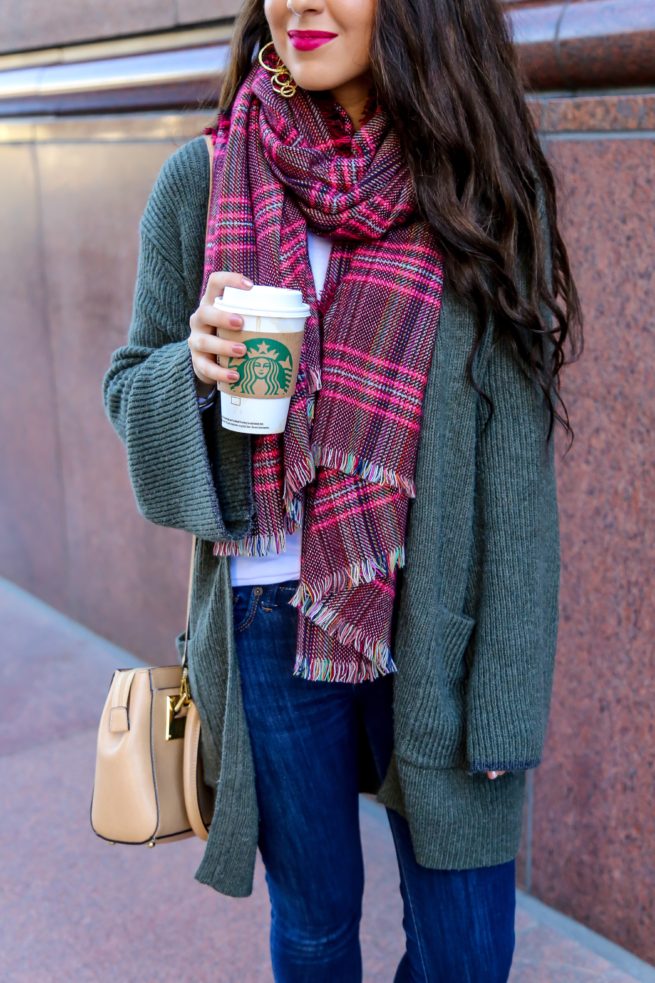 Cardigan and Scarf Styled for Fall