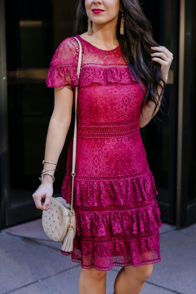 Gorgeous Burgundy Lace Dress for Fall and Winter