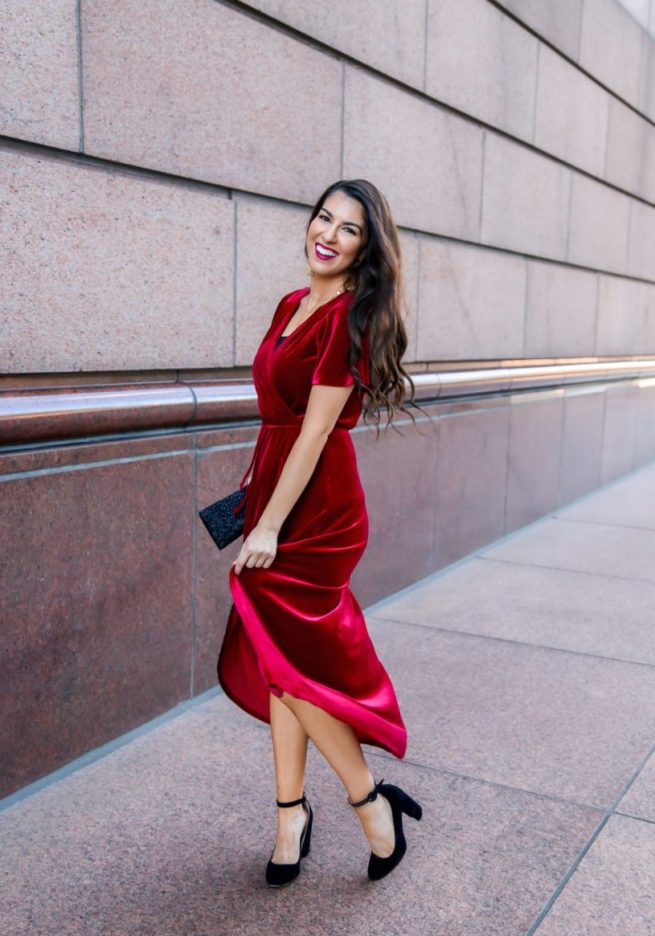 Red Velvet Midi Dress