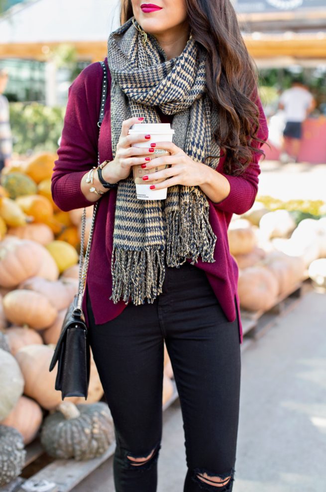 Burgundy Cashmere Sweater and Scarf