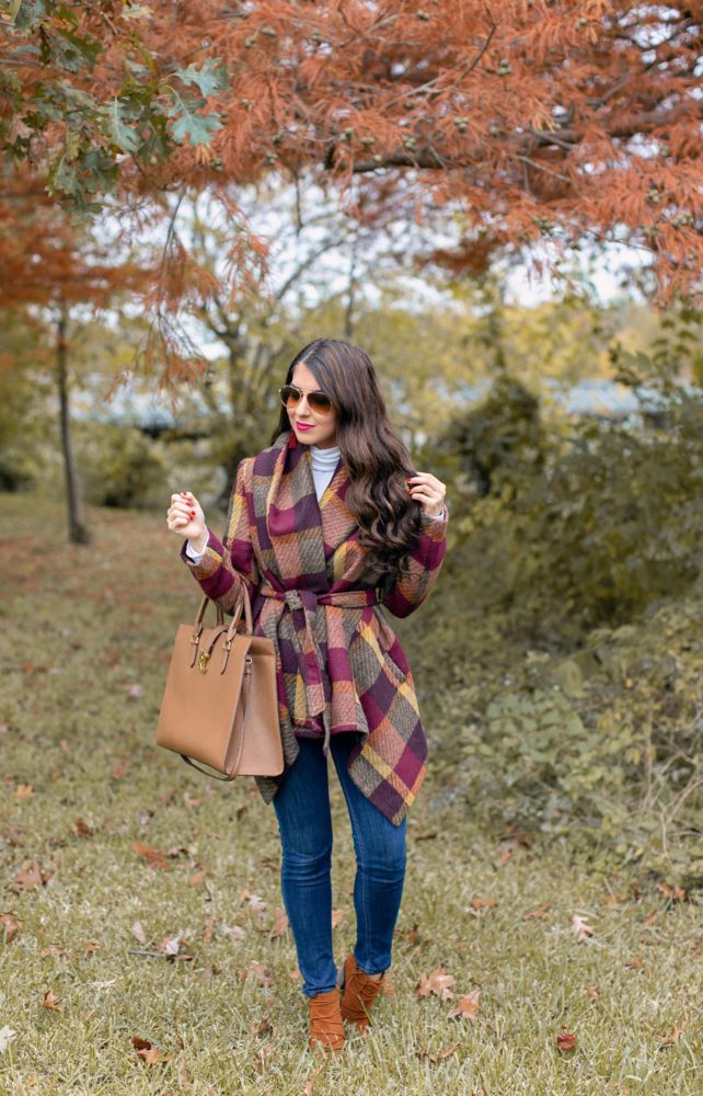 Checkered Coat for Fall and Winter Season and Denim Style