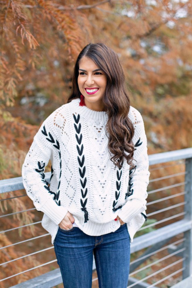 Lace Up Knit Sweater for Fall and Winter