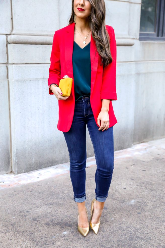 Gorgeous Red Blazer and Velvet Cami