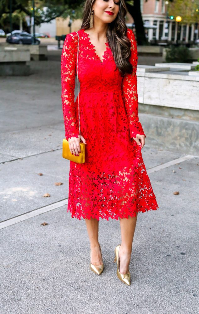 Holiday Red Lace Dress