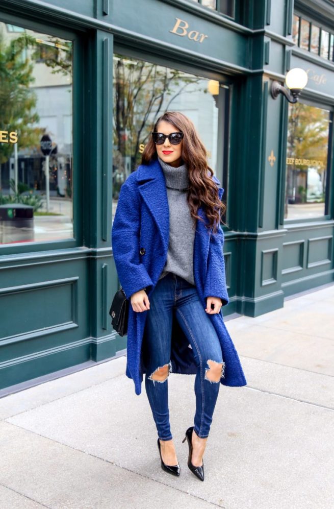 Warm Blue Coat for Winter Season